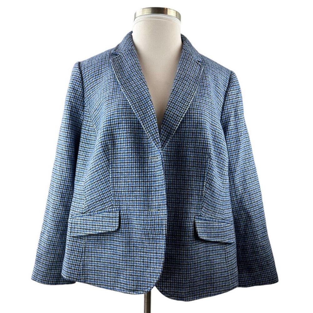 Talbots Shetland Aberdeen Blazer Tattersall Plaid Houndstooth Plus Size 20 P - Picture 10 of 11